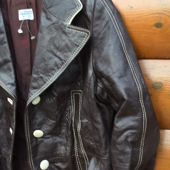 โฎ๏ธ Penny Lane Brown VINTAGE LEATHER Jacket EVC TOTALLY AWESOME - Picture 7 of 16